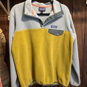 Patagonia Fleece Pullover Jacket, Gray/Mustard Size L